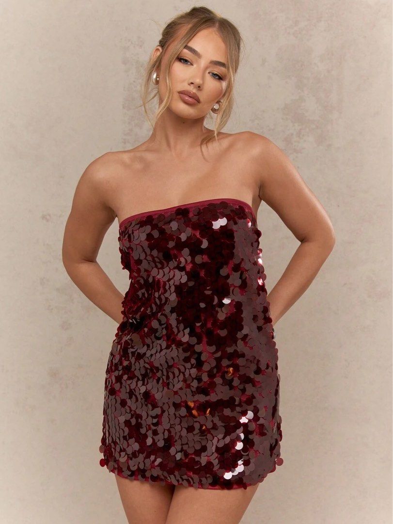 BURGUNDY RED SEQUENCE TUBE DRESS (Category: Evening dresses & gowns) located in Taguig. Submitted by jane.klosette (Listing ID 1463753276, Image 2). Description: BRANDNEW DELIVERY VIA LALAMOVE, PAYMENT FIRST. 📍 TAGUIG.
