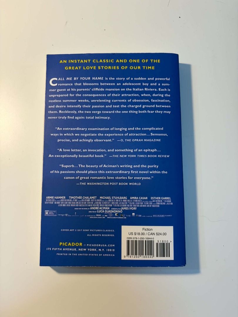 Call me by your name (Authentic) (Category: Storybooks) located in Quezon City. Submitted by orphanedstuff (Listing ID 1463877121, Image 2). Description: I bought it from Fully Book's official store on the orange app. RFS: Not my cup of tea, but hopefully it finds a reader who’ll love it! .