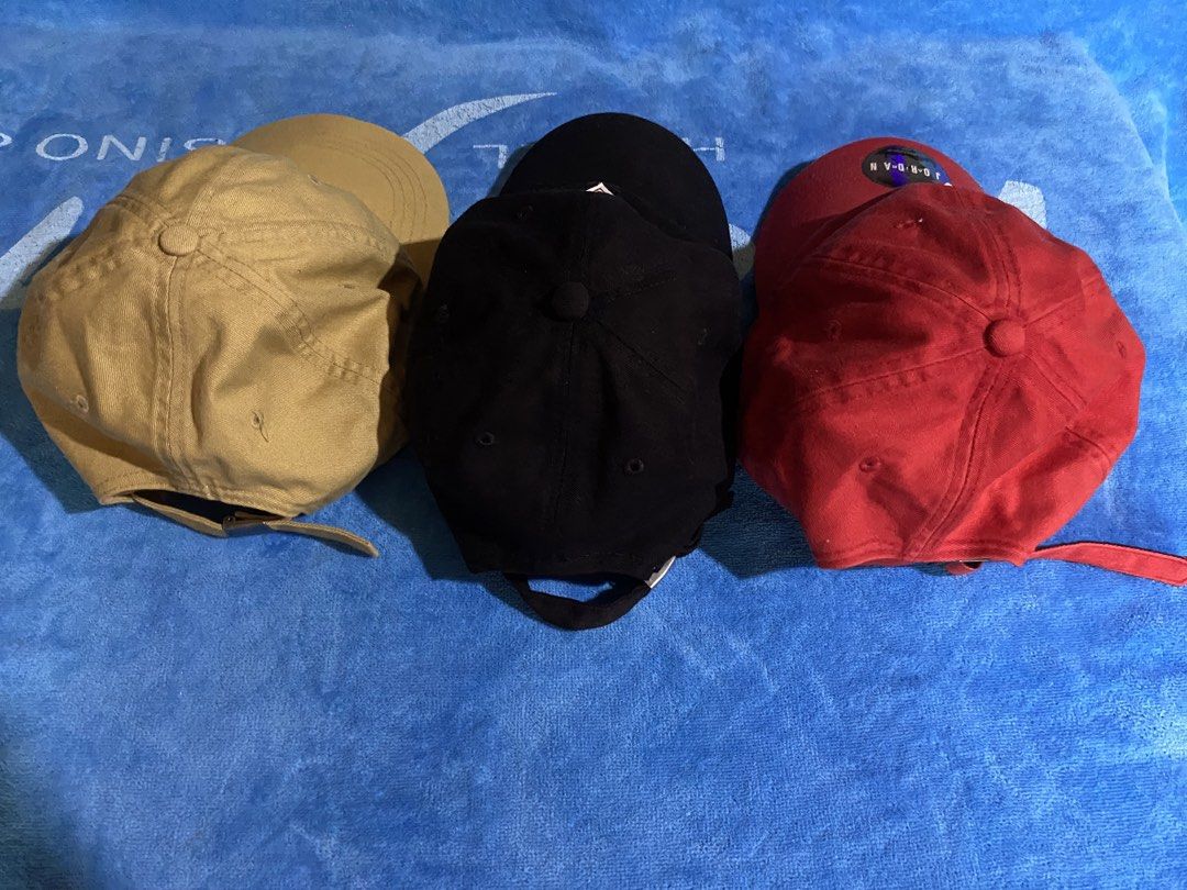 Carhartt, Guess, Jordan Caps Bundle (Category: Caps & Hats) located in Cebu City. Submitted by monflor (Listing ID 1463819710, Image 3). Description: - Bundle of 3 stylish dad hats - Includes: Carhartt cap, Black Guess cap, Red Jordan cap - All hats feature adjustable straps for a comfortable fit - Perfect for everyday casual wear - Jordan cap still has its original holographic sticker attached Good condition No issues Price: brown 850 black 750 