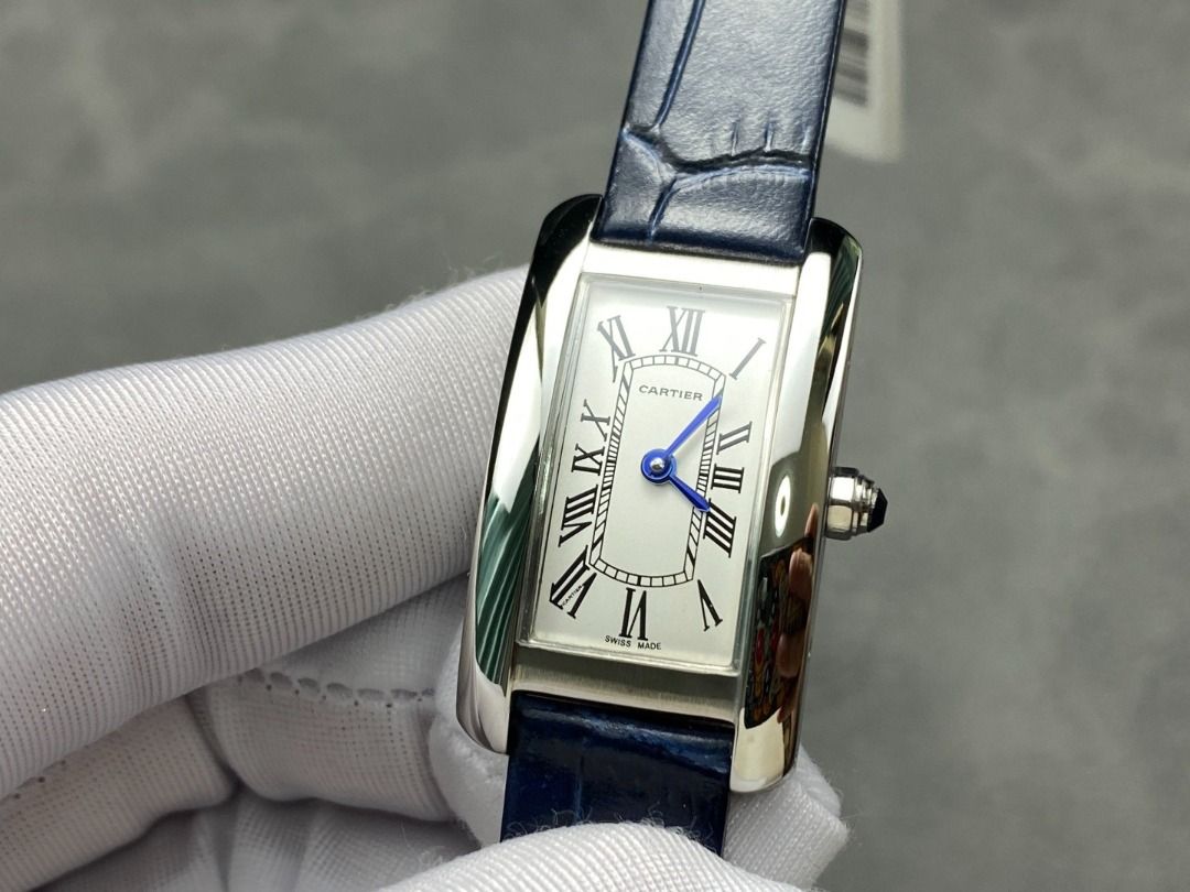 Cartier Tank Watch Blue Leather Strap(cl..on.e) (Category: Men's Watches) located in Malabon City. Submitted by wisehorse_68966e (Listing ID 1463751078, Image 3). Description: Cartier Tank Américaine Small size: L35mm W20mm Tank Américaine watch (Cartier American-style rectangular, U.S. Tank series) small model, Swiss quartz movement, 316L stainless steel case and clasp, gem-shaped curved glass, blue sword-shaped hands, imported calf leather stra