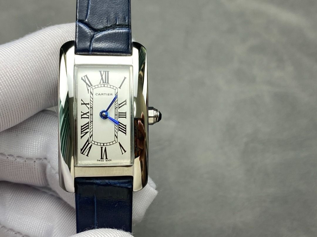 Cartier Tank Watch Blue Leather Strap(cl..on.e) (Category: Men's Watches) located in Malabon City. Submitted by wisehorse_68966e (Listing ID 1463751078, Image 1). Description: Cartier Tank Américaine Small size: L35mm W20mm Tank Américaine watch (Cartier American-style rectangular, U.S. Tank series) small model, Swiss quartz movement, 316L stainless steel case and clasp, gem-shaped curved glass, blue sword-shaped hands, imported calf leather stra