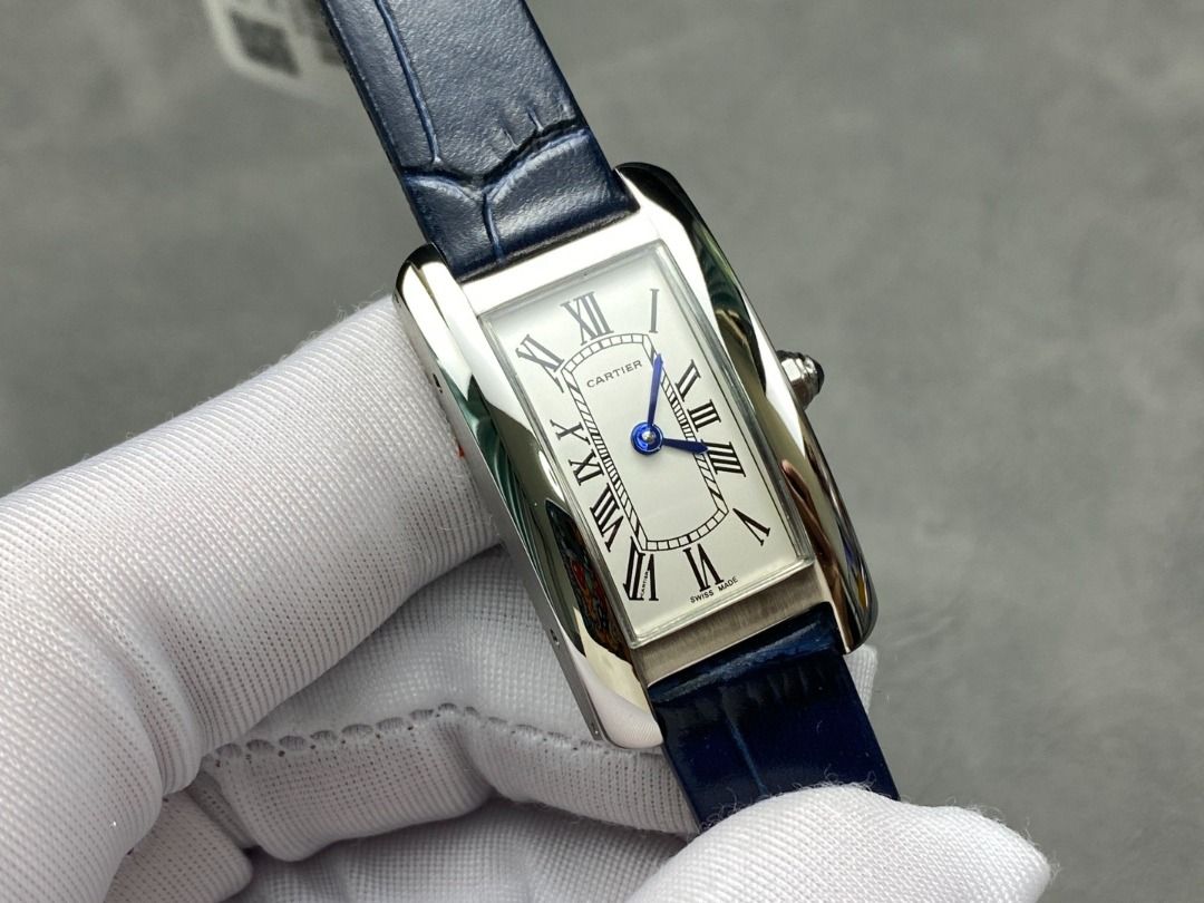 Cartier Tank Watch Blue Leather Strap(cl..on.e) (Category: Men's Watches) located in Malabon City. Submitted by wisehorse_68966e (Listing ID 1463751078, Image 2). Description: Cartier Tank Américaine Small size: L35mm W20mm Tank Américaine watch (Cartier American-style rectangular, U.S. Tank series) small model, Swiss quartz movement, 316L stainless steel case and clasp, gem-shaped curved glass, blue sword-shaped hands, imported calf leather stra