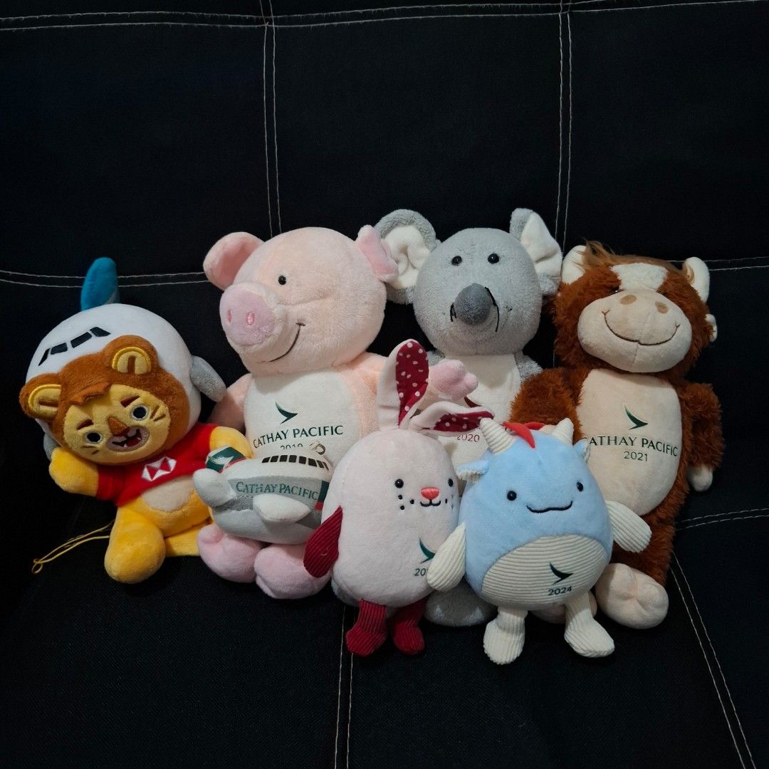Cathay Pacific Plush Toy Collection (Category: Plushies & Soft Toys) located in Baliuag. Submitted by ahgashop. (Listing ID 1463834142, Image 2). Description: - Bundle of 7 adorable plush toys - Includes: Airplane charm, Rat, Pig, Ox, Lion, Bunny, and Dragon - Can be bought separately, browse my listings for the retail price - All are super soft and cuddly - Ideal for collectors or as a thoughtful gift - Great value bundle deal for all 7!.