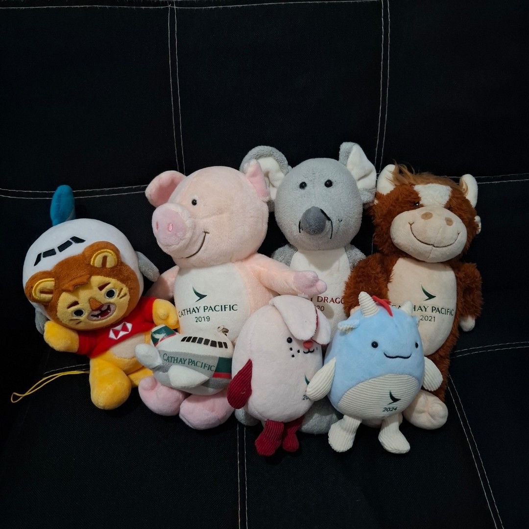 Cathay Pacific Plush Toy Collection (Category: Plushies & Soft Toys) located in Baliuag. Submitted by ahgashop. (Listing ID 1463834142, Image 1). Description: - Bundle of 7 adorable plush toys - Includes: Airplane charm, Rat, Pig, Ox, Lion, Bunny, and Dragon - Can be bought separately, browse my listings for the retail price - All are super soft and cuddly - Ideal for collectors or as a thoughtful gift - Great value bundle deal for all 7!.