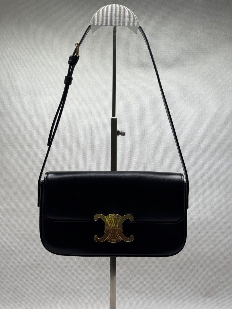 Celine - Triomphe Claude Shoulder Bag (Category: Luxury Bags & Wallets) located in Manila. Submitted by members-only (Listing ID 1463765563, Image 2). Description: Celine Shiny Calfskin Triomphe Claude shoulder Bag In good condition Flaw/s: Press mark in front part (check last pic) No major issue to report Presentable.