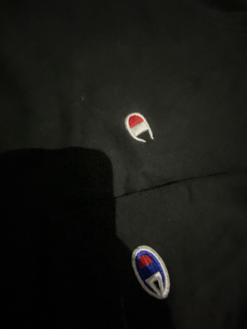 Champion Tee (Category: Tshirts & Polo Shirts ) located in Manila. Submitted by jayve_montecillo (Listing ID 1463915348, Image 3). Description: CHAMPION Small Script Logo Tee Black • Condition: 9/10 - No flaws, no cracks Just wash • Size: [W18x24L] • Color: Black • Details: Embroidered small “C” logo sa left chest + Embroidered Champion patch sa left sleeve • Fit: Regular fit / Unissex • Material: 100% Cotton, makapal na tela • Authenticity: Legi