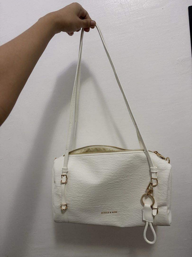 Charles & Keith Medium Levy (White) (Category: Shoulder Bags) located in Rizal. Submitted by prelovedbykristel (Listing ID 1463928907, Image 2). Description: with dustbag! :) i prefer black - MOP : BDO / Gcash - MOD : Lalamove ❌ no refund! :) .