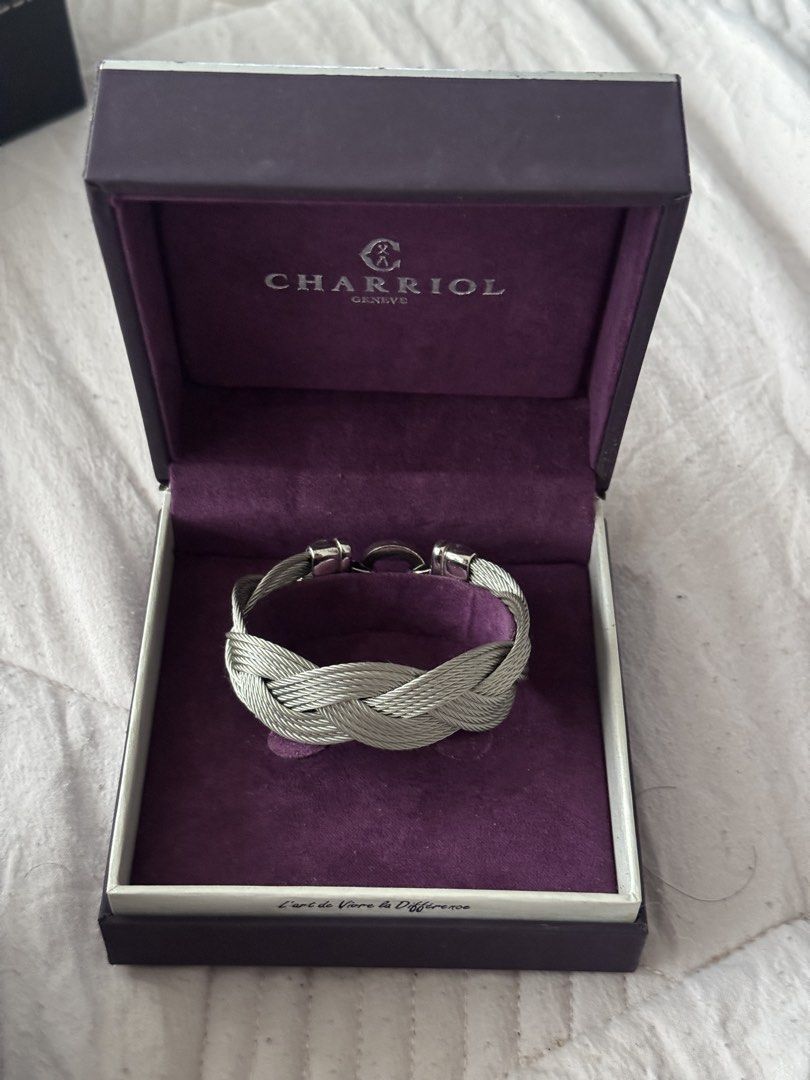 Charriol Braided Steel Cable (Category: Bracelets) located in Rizal. Submitted by lovebugsspreloved (Listing ID 1463831132, Image 1). Description: Needs cleaning. Can go to Charriol branch and have it clean since it comes with lifetime warranty and lifetime free cleaning..