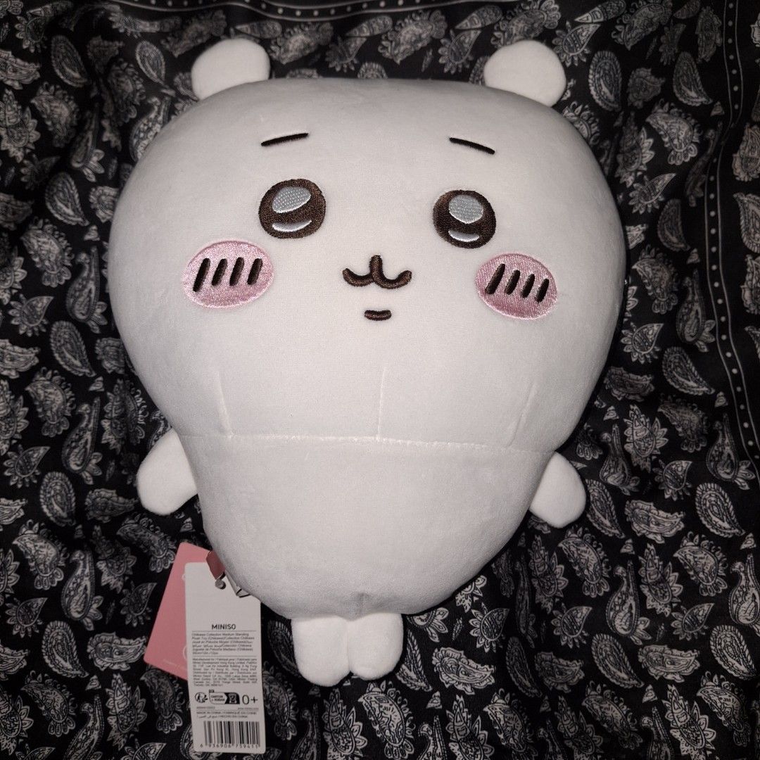 Chiikawa x Miniso Plush: Chiikawa (Category: Plushies & Soft Toys) located in Manila. Submitted by rmmmko (Listing ID 1463800472, Image 1). Description: 🧴: Miniso Chiikawa Hachiware Usagi Plush 🧴: Medium sized Chiikawa/Hachiware/Usagi plush originally purchased from miniso He’s in like new condition 🧴: need space for room tbh 🧴: check each image 🧴: Decluttering stuff I don't have any interest it 🧴: Everything is sold as is and as pictured �
