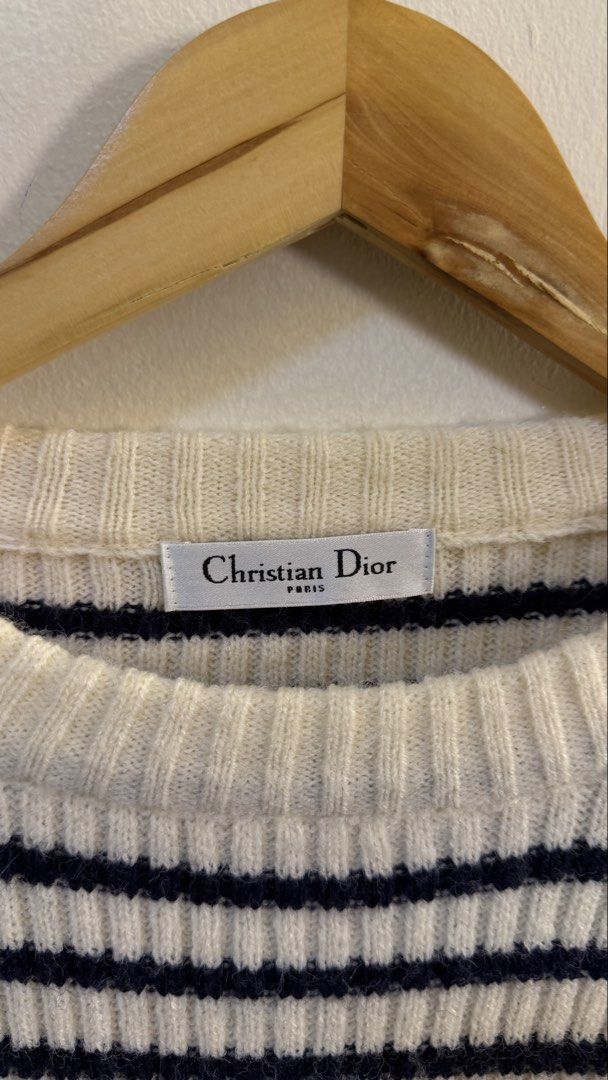 Christian Dior Striped Cotton Sweater (Category: Longsleeves) located in Paranaque City. Submitted by mykapoynton (Listing ID 1463878033, Image 3). Description: Christian Dior Striped Cotton Sweater - Brand: Christian Dior - Material: 100% Cotton - Features: Button details on the shoulder - Design: Ribbed cuffs and hem - Style: Chic, casual, perfect for layering.