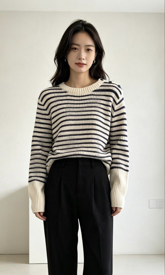 Christian Dior Striped Cotton Sweater (Category: Longsleeves) located in Paranaque City. Submitted by mykapoynton (Listing ID 1463878033, Image 1). Description: Christian Dior Striped Cotton Sweater - Brand: Christian Dior - Material: 100% Cotton - Features: Button details on the shoulder - Design: Ribbed cuffs and hem - Style: Chic, casual, perfect for layering.