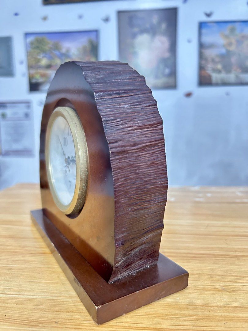 Citizen Quartz Desk Clock in solid live-edge wood. (Category: Clocks) located in Bustos. Submitted by gthings.collectibles (Listing ID 1463849819, Image 2). Description: ✨Selling this authentic Citizen Quartz Desk Clock in solid live-edge wood. Super unique ng tree-ring silhouette at wood texture niya, perfect statement piece for your work desk, bedside table, or living room shelf! Brand: Original Citizen (Quartz movement / Made in Japan) Size: 6