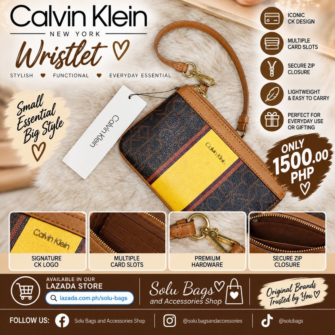 CK Wristlet (Category: Wallets & Card holders) located in Taguig. Submitted by mommasolu (Listing ID 1463829427, Image 1). Description: ❣️On hand and ready to ship ❣️All items are original and authentic from 🇺🇸 Shipping: J&T or Laz check out ‼️Same Day Shipping via GrabExpress or Lalamove for Metro Manila (payment first) ‼️COD option available for Laz check out MOP: GCash and Bank Transfer via BPI or GoTyme Follow our socials: FB 👉 Solu Bags a