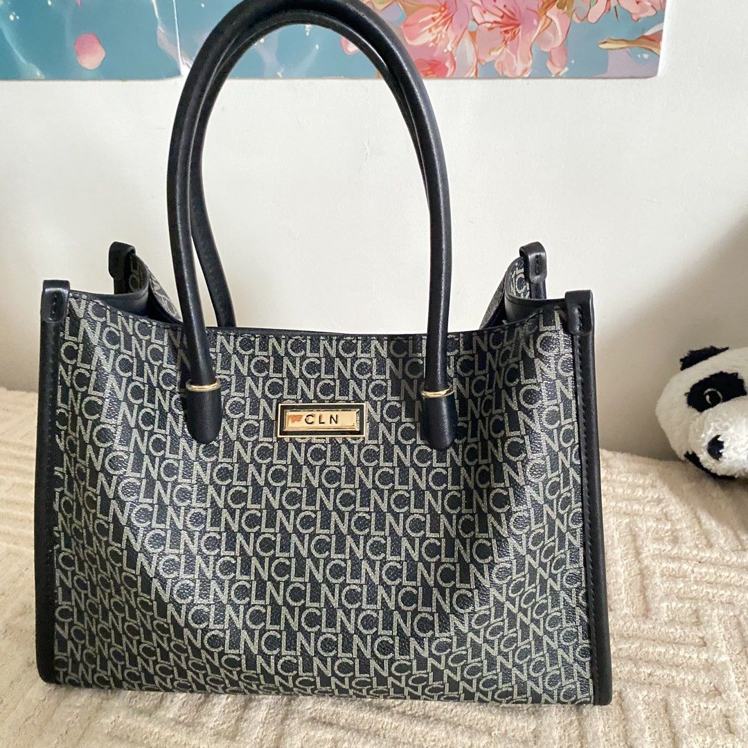 CLN Signature Monogram Tote Bag (Category: Tote Bags) located in Imus. Submitted by wheagirl (Listing ID 1463837995, Image 1). Description: - Authentic CLN tote bag - Signature monogram print in black and grey - Features top handles and a detachable shoulder strap - Elegant gold hardware details - Multiple compartments inside for organization - Comes with original dust bag - Ideal for everyday style and practicality.