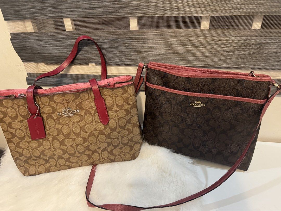 Coach Bag sling and Tote - selling for bundle (Category: Tote Bags) located in Mabalacat. Submitted by prelovedthings13__ (Listing ID 1463851856, Image 1). Description: Pre-Loved Coach File Bag – Project Bag Project bag Coach Bage. May crack na sa sling/strap, but good condition ang loob. Exterior has signs of use as expected for a pre-loved item. Selling as-is. Please check photos carefully before buying. 😊.