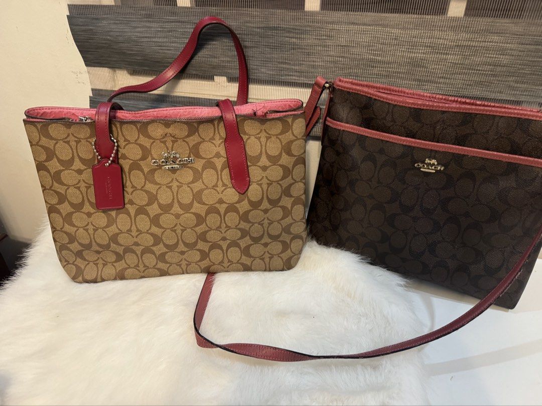 Coach Bag sling and Tote - selling for bundle (Category: Tote Bags) located in Mabalacat. Submitted by prelovedthings13__ (Listing ID 1463851856, Image 2). Description: Pre-Loved Coach File Bag – Project Bag Project bag Coach Bage. May crack na sa sling/strap, but good condition ang loob. Exterior has signs of use as expected for a pre-loved item. Selling as-is. Please check photos carefully before buying. 😊.