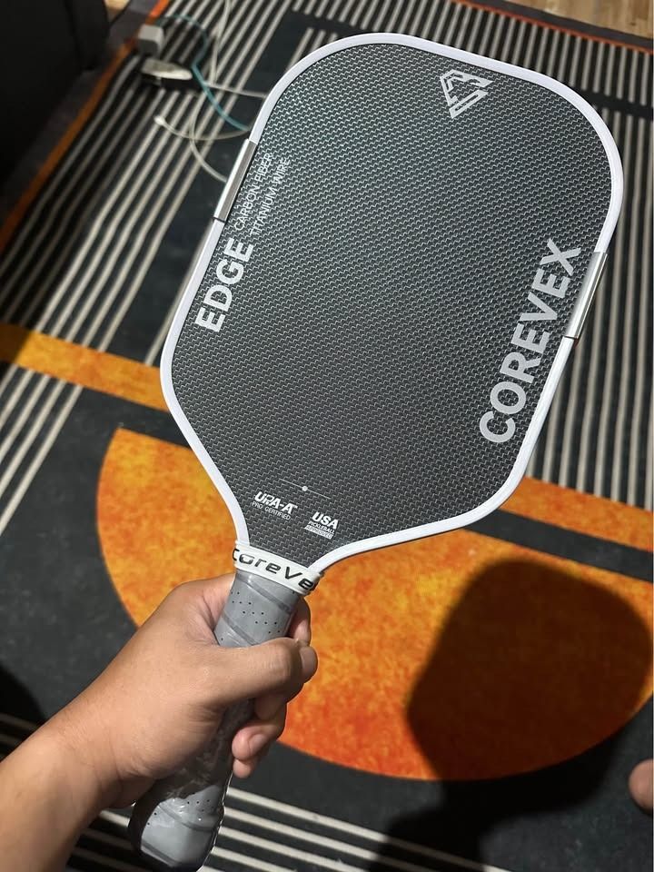COREVEX EDGE Carbon Fiber Titanium Pickleball Paddle (Category: Racket and Ball Sports) located in Pasay City. Submitted by kylejalijali03 (Listing ID 1463760489, Image 2). Description: COREVEX EDGE pickleball paddle. Carbon fiber and titanium wire construction. USA PRO CERTIFIED. Great for players looking for a responsive paddle. Handle has a comfortable grip. Ready for your next game. Message me we can talk about discount and meet up process..