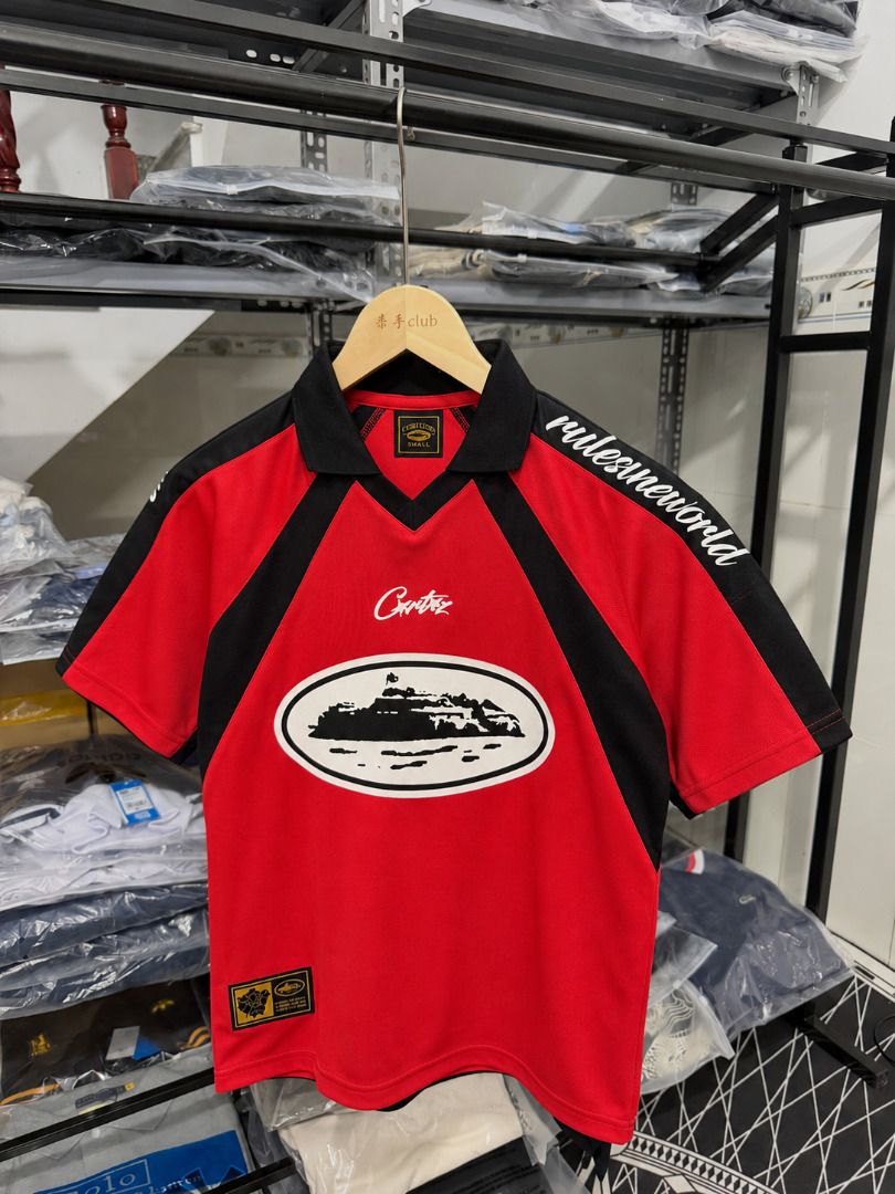 Corteiz RTW Jersey Red (Category: Activewear) located in San Fernando. Submitted by fynder (Listing ID 1463778921, Image 1). Description: Corteiz RTW Jersey Red Auth With Tags Available Sizes : S-XL 💬 DM for more Photos 📦 Fast processing (Air cargo freight) 💬 More drops daily on IG: @fynder1 🔒 Buyer protection through Carousell — shop with confidence .
