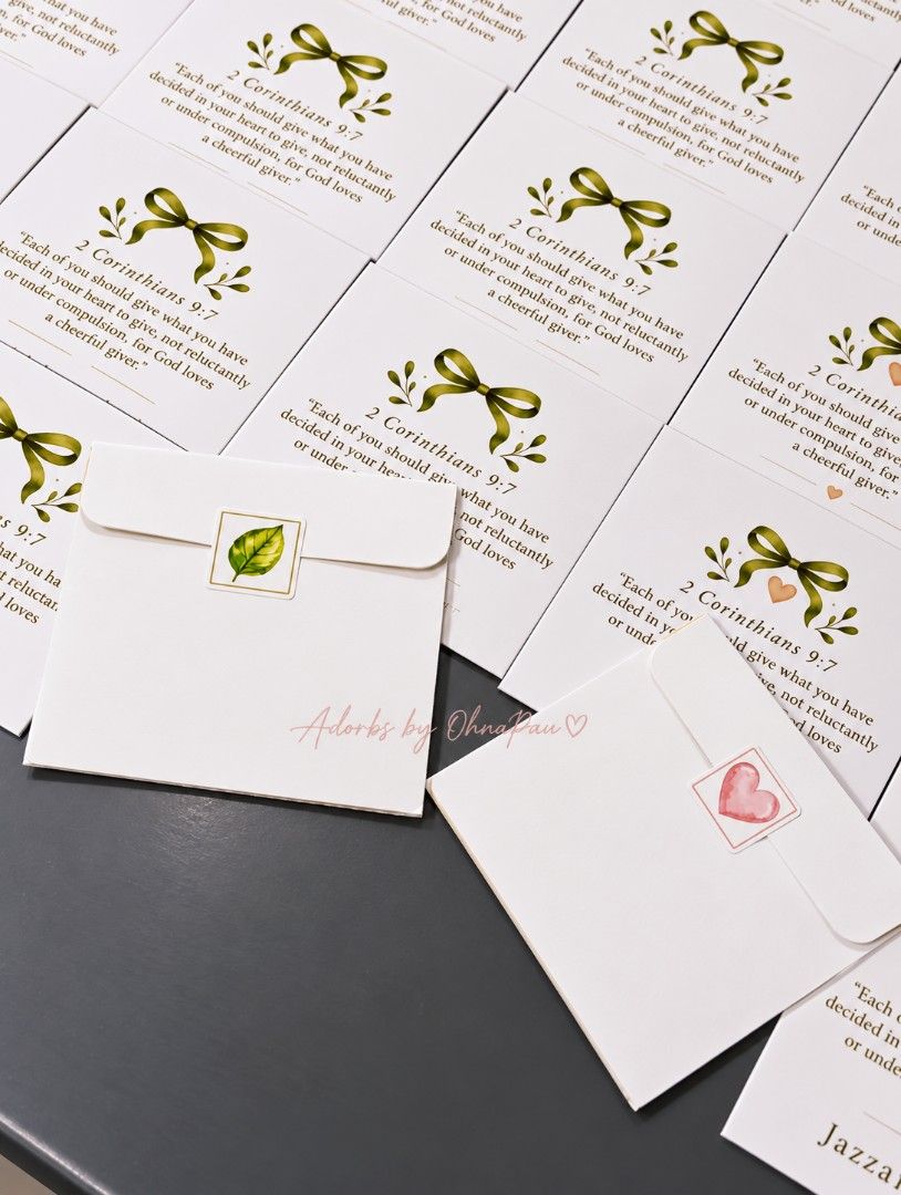 Customized Tithes Envelopes - Please send us a message (Category: Handmade Craft) located in Mandaluyong City. Submitted by ohnapau (Listing ID 1463882946, Image 2). Description: 7 pesos per piece Made with love for your church, ministry, or special gathering. 🥰 Need yours customized? Send us a PM! 💌 Just tell us your preferred name, design, or details and we’ll do our best to make it extra special. ✨ 📌 Processing Time: ♡ 1–20 pcs — 1–2 days ♡