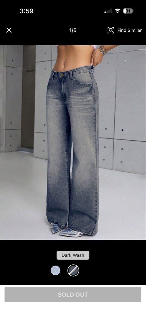 Dark Wash Wide Leg Jeans (Category: Jeans) located in Mandaluyong City. Submitted by youarecutejeans (Listing ID 1463814369, Image 1). Description: - Dark wash wide leg jeans - High waisted fit - Waist: 87.5cm - Hip: 114.5cm - Length: 107cm - Inseam: 81.5cm - Thigh: 72.5cm - Comfortable and stylish for everyday wear - Perfect for a relaxed look.