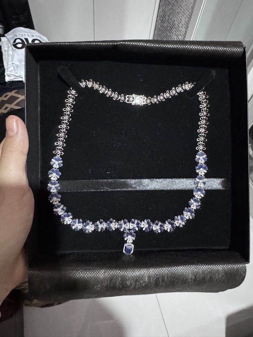DIAMOND & SAPPHIRE NECKLACE WG (w/ Cert) (Category: Necklaces) located in Imus. Submitted by pguecs (Listing ID 1463846615, Image 2). Description: DIAMOND & SAPPHIRE NECKLACE WG (w/ Cert) - 1.85 Carat Dia - 18 Carats Blue Sapphire - 18K WG - 23.8 Grams - 48 CM Length - SELLING PRICE - ₱270,000.