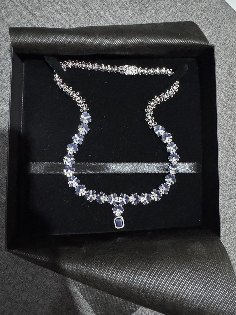 DIAMOND & SAPPHIRE NECKLACE WG (w/ Cert) (Category: Necklaces) located in Imus. Submitted by pguecs (Listing ID 1463846615, Image 1). Description: DIAMOND & SAPPHIRE NECKLACE WG (w/ Cert) - 1.85 Carat Dia - 18 Carats Blue Sapphire - 18K WG - 23.8 Grams - 48 CM Length - SELLING PRICE - ₱270,000.