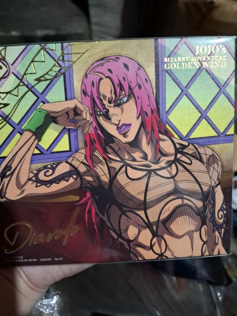 Diavolo 03 (Category: Raw Singles) located in Quezon City. Submitted by NGClove (Listing ID 1463881415, Image 1). Description: Bandai JoJo's Bizarre Adventure Golden Wind Canvas Style collectible art board - JoJo's Bizarre Adventure Golden Wind Card - Features Diavolo - Di molto bene Collection, No. 03 - Made in Japan - Gold foil accents on text - Ideal for collectors.