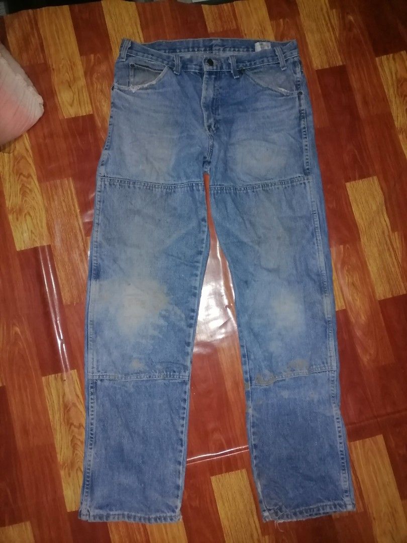 Dickies Double Knee Work Pants Blue Denim (Category: Jeans) located in Tacloban City. Submitted by jikiri.b (Listing ID 1463935263, Image 1). Description: - Classic Dickies work pants - Durable double knee construction - Medium wash blue denimmj hloiuaaop_ASSZAKSL - Two back pockets, one with Dickies logo tag - Shows some signs of wear (knees, front pockets) - Ideal for everyday wear or work -dried cement stain -free ship.