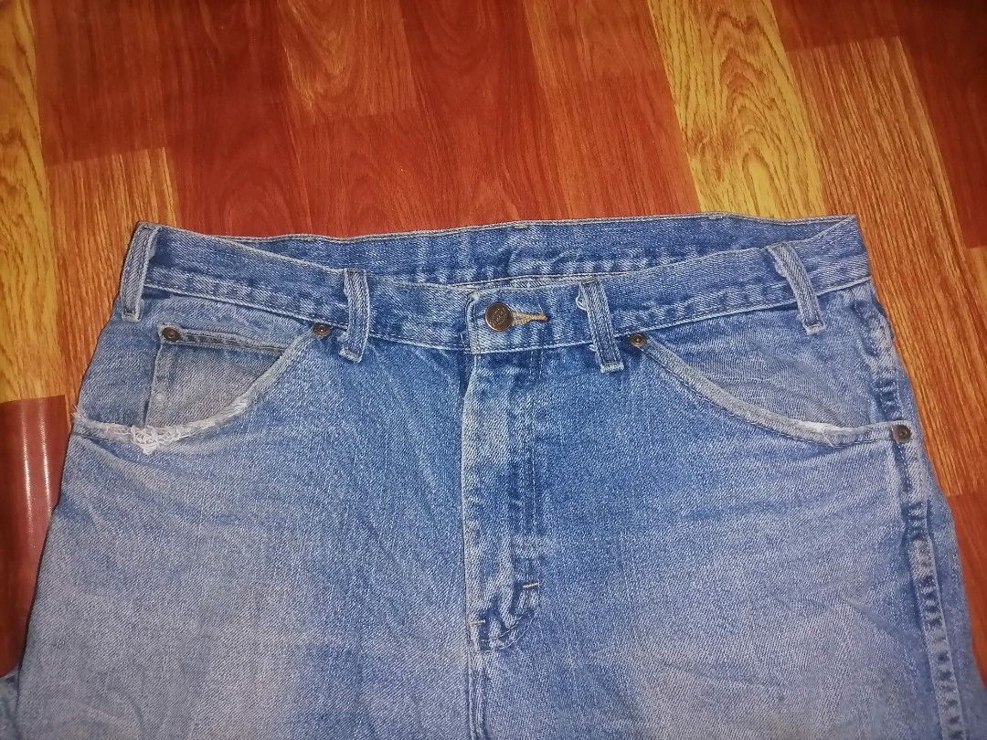 Dickies Double Knee Work Pants Blue Denim (Category: Jeans) located in Tacloban City. Submitted by jikiri.b (Listing ID 1463935263, Image 2). Description: - Classic Dickies work pants - Durable double knee construction - Medium wash blue denimmj hloiuaaop_ASSZAKSL - Two back pockets, one with Dickies logo tag - Shows some signs of wear (knees, front pockets) - Ideal for everyday wear or work -dried cement stain -free ship.