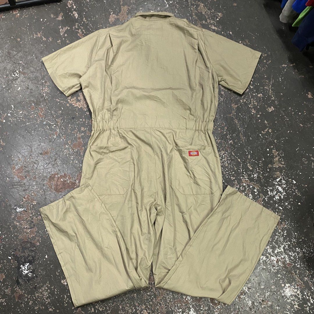 Dickies Short Sleeve Work Jumpsuit Tan L-REG (Category: Jumpsuits) located in Cagayan de Oro. Submitted by sumamestreethub (Listing ID 1463864085, Image 3). Description: - Dickies Short Sleeve Jumpsuit - Color: Tan - Size: L-REG - Features: Zipper front closure, elastic waist - Pockets: Two chest pockets, two back pockets - Material: Durable workwear fabric - Versatile: Great for work or casual wear.