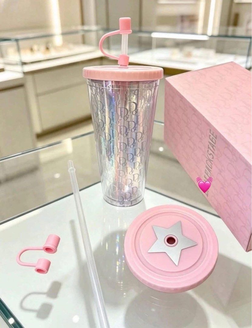 Dior Backstage Tumbler with Box (Category: Water Bottles & Tumblers) located in Manila. Submitted by nykji96 (Listing ID 1463844185, Image 2). Description: - Authentic Dior Backstage Tumbler - Clear with signature Dior logo pattern - Comes with original box - Features a stylish pink lid and matching straw - Ideal for beverages on the go - A must-have for any Dior fan.