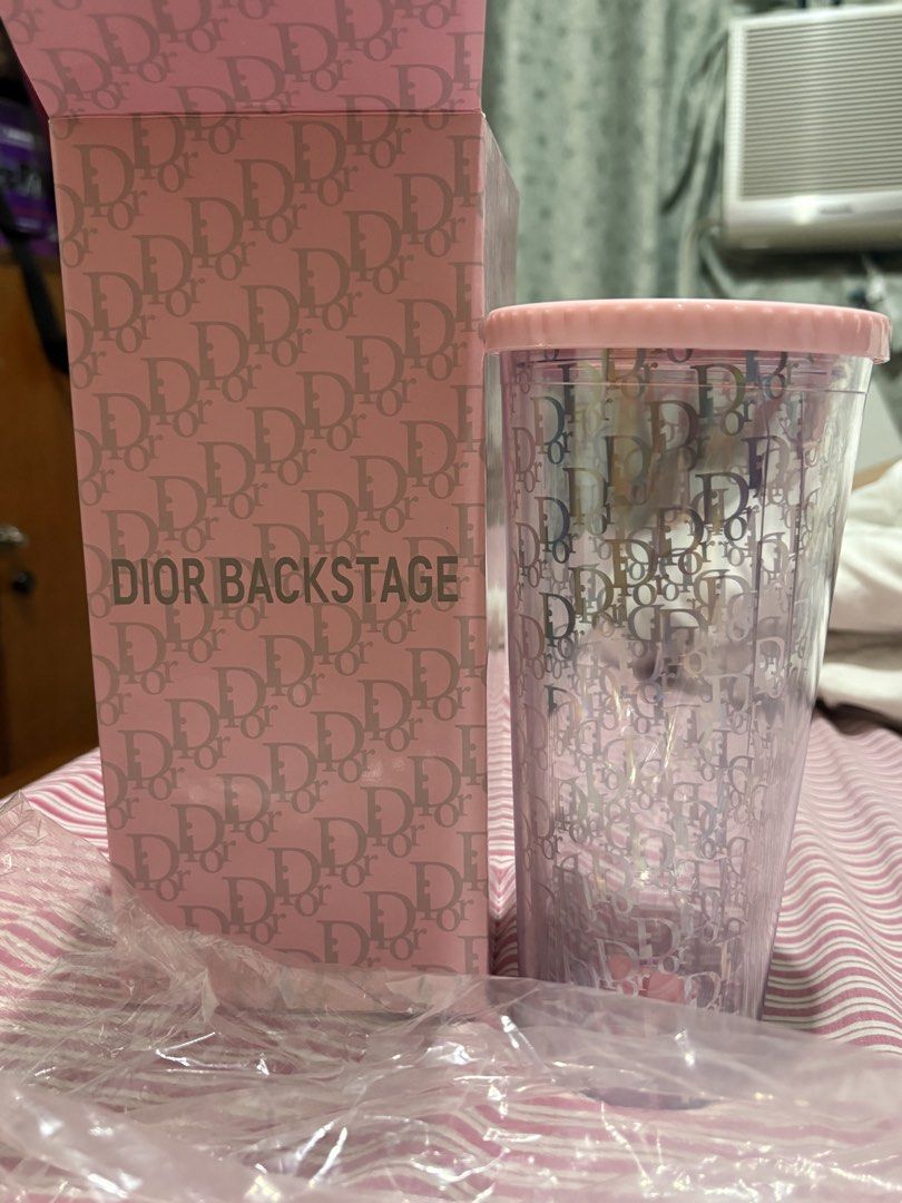 Dior Backstage Tumbler with Box (Category: Water Bottles & Tumblers) located in Manila. Submitted by nykji96 (Listing ID 1463844185, Image 3). Description: - Authentic Dior Backstage Tumbler - Clear with signature Dior logo pattern - Comes with original box - Features a stylish pink lid and matching straw - Ideal for beverages on the go - A must-have for any Dior fan.
