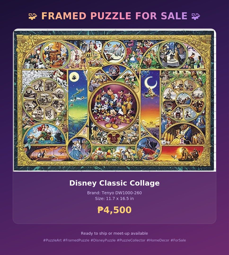 Disney Puzzle framed (Category: Art & Prints) located in Manila. Submitted by sapworks.ph (Listing ID 1463884980, Image 1). Description: .