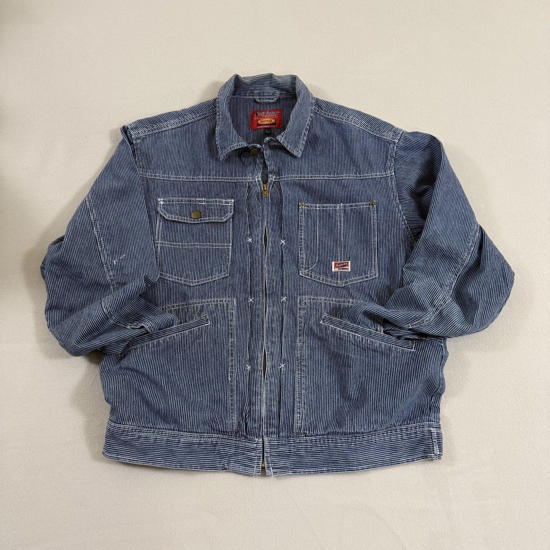 Dogman Hickory Workwear (Category: Coats, Jackets and Outerwear) located in Manila. Submitted by badwillcurated (Listing ID 1463894517, Image 1). Description: Dogman Japanese Hickory Workwear LL 23Wx25L 9.5/10 Minimal yellow/paint stains on collar, ribbings, and near armpit.