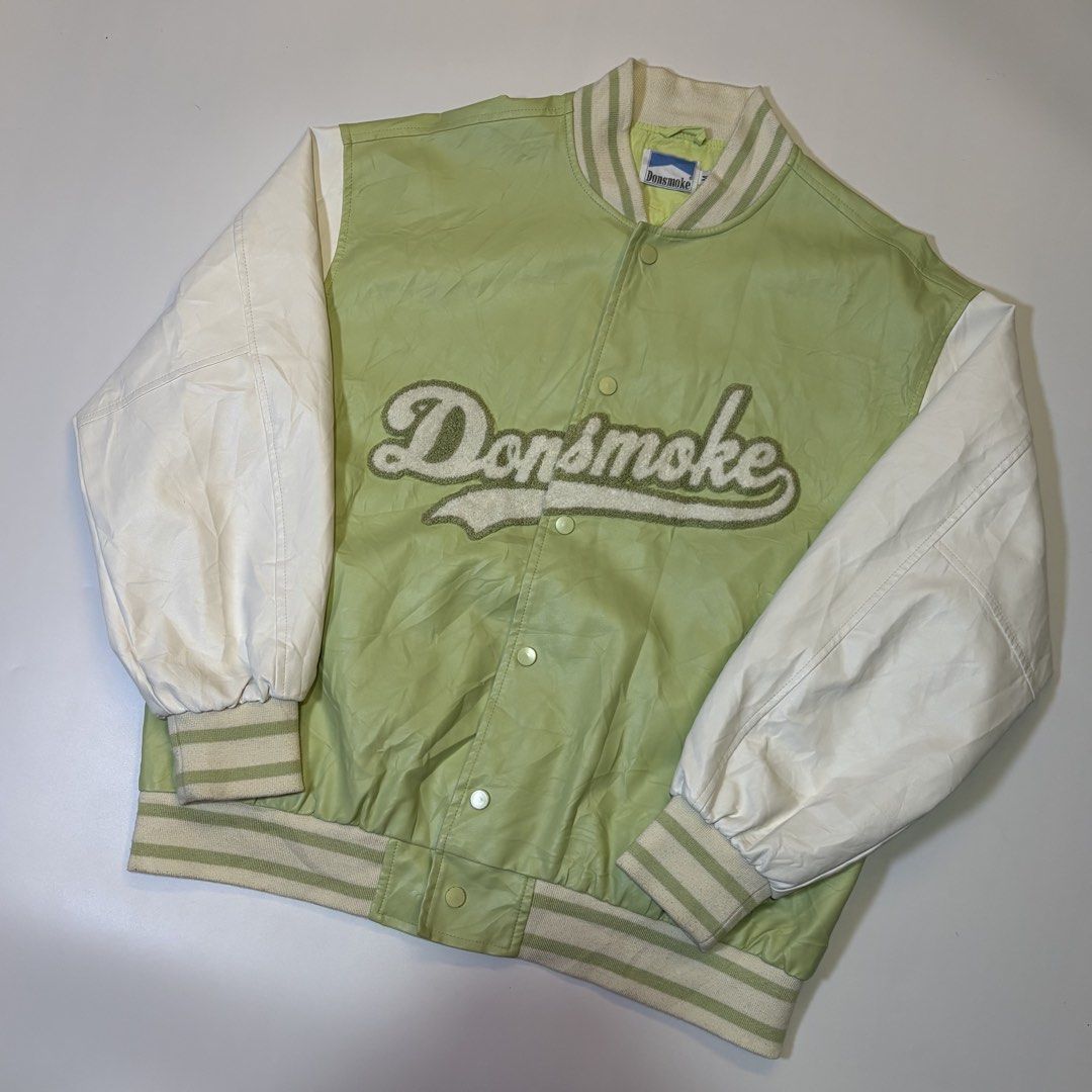 Donsmoke Varsity Leather Jacket (Category: Coats, Jackets and Outerwear) located in Butuan. Submitted by ragscurations (Listing ID 1463862686, Image 2). Description: Condition : Good Flaws : See pic ( Di gaano ka visible ) Color rate 9.3 Width - 23 Length - 28 Fave item : Varsity Leather Jacket 🔥‼️ .
