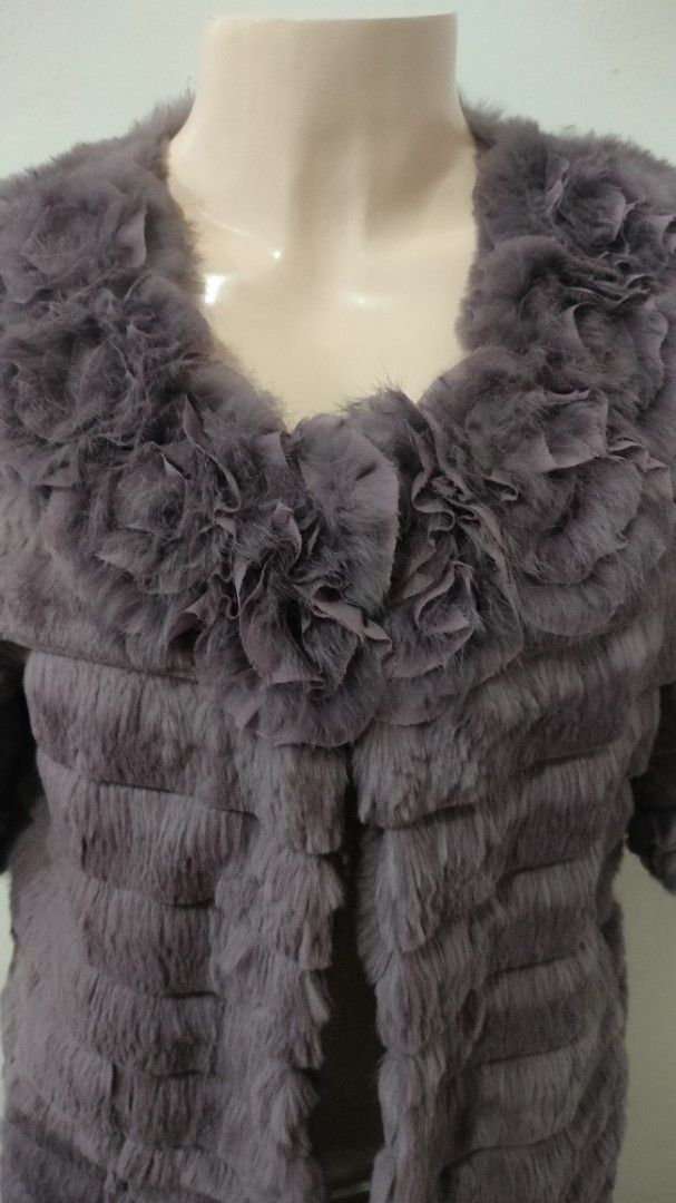 Dusty Purple Fur Jacket (Category: Coats, Jackets and Outerwear) located in Manila. Submitted by riri.v (Listing ID 1463852858, Image 2). Description: Dusty Purple Fur Jacket with Ruffled Rosette Collar .