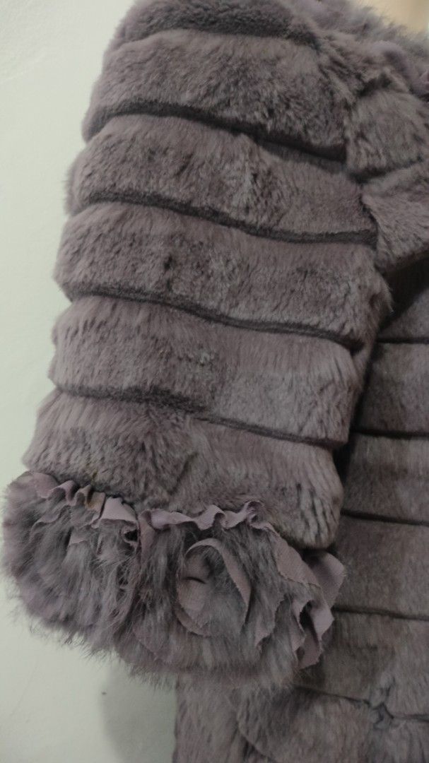 Dusty Purple Fur Jacket (Category: Coats, Jackets and Outerwear) located in Manila. Submitted by riri.v (Listing ID 1463852858, Image 3). Description: Dusty Purple Fur Jacket with Ruffled Rosette Collar .