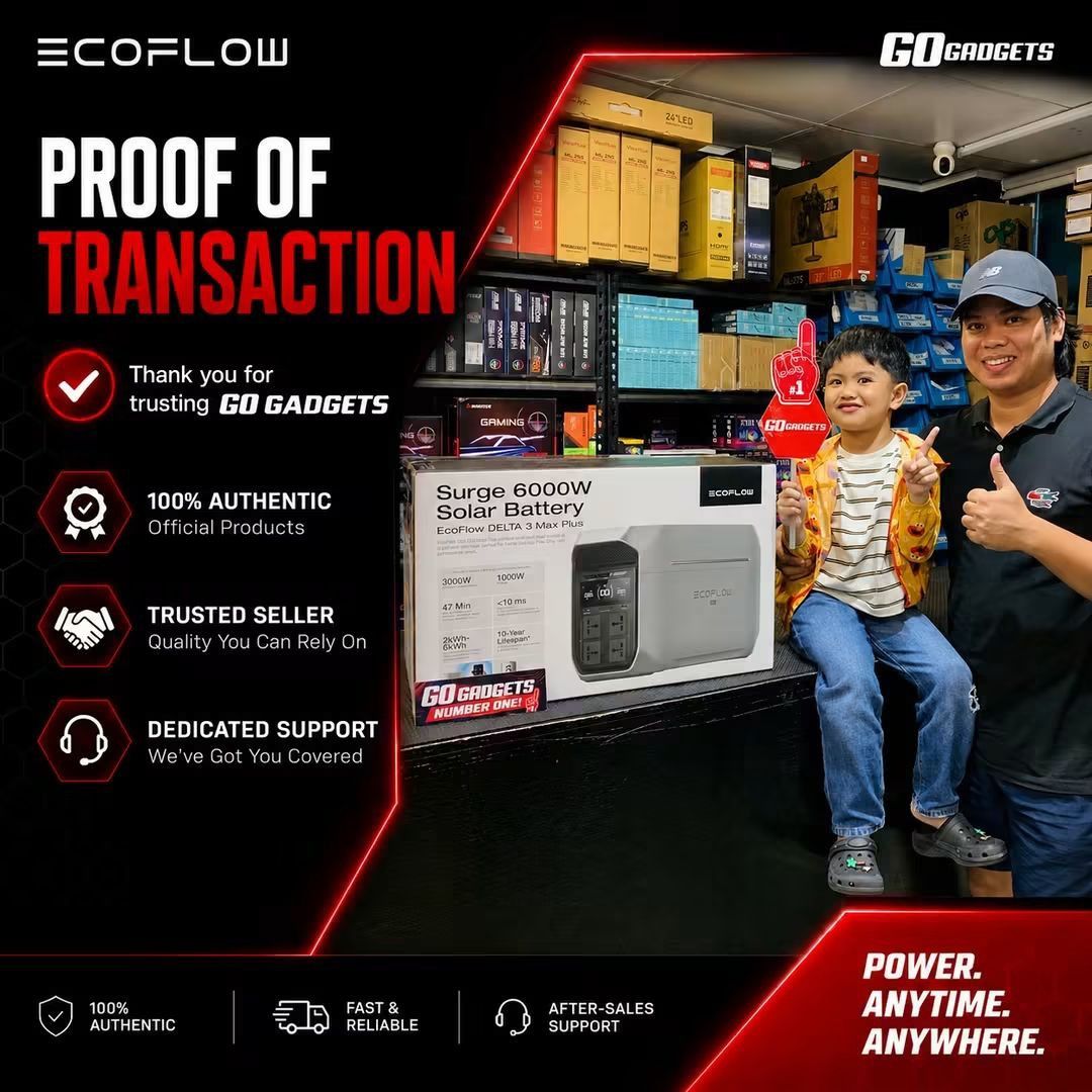 Ecoflow Delta 3 Max Plus | Surge 6000W | Solar Battery (Category: Batteries & Power Banks) located in Caloocan City. Submitted by kentsalvador31 (Listing ID 1463901111, Image 2). Description: Ecoflow Delta 3 Max Plus Surge 6000W | Solar Battery Go Gadgets - Kawit Cavite 💬 Message us now for full specs & recommendations! 🔋 Suitable for: ✅ Emergency backup power ✅ Camping and outdoor use ✅ Travel and road trips ✅ Work-from-home backup ✅ Charging 