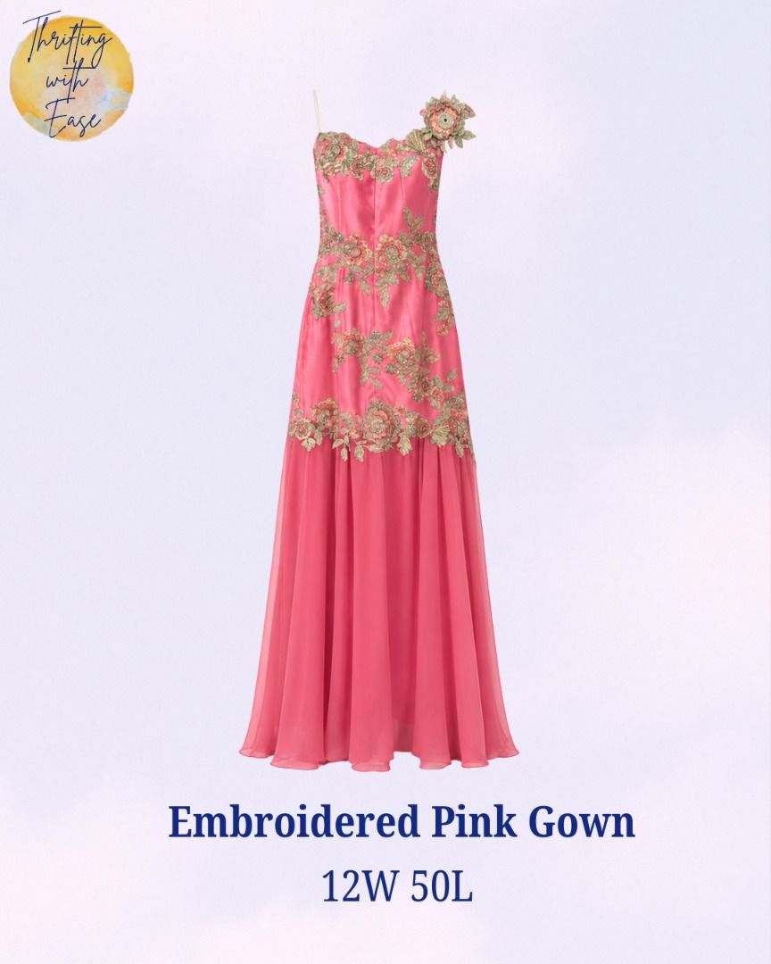 Embroidered Pink Gown (Category: Evening dresses & gowns) located in Manila. Submitted by tr_w_ez (Listing ID 1463827796, Image 2). Description: Thrifting with ease is not affiliated or associated with any of the brands featured. All trademarks and copyrights reserved to the original brand holders. Size: Small Condition: 8.5/10 Color rate: 9.8/10 Issue: Needs wash Price: 425 Note📌: Comment mine or dm me for payment & shipping Take Note: 🚨 Items