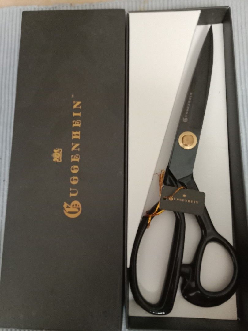 Fabric scissors for sale (Category: Craft Supplies & Tools) located in Bacolod City. Submitted by bennyhill868048063 (Listing ID 1463781274, Image 2). Description: Guggenhein 9-in fabric scissors (5-inch blade) for sale. German design/material. Assembled in China. Made of high carbon steel. Handle finished with rubber for cushioned grip. Brand new still on box..