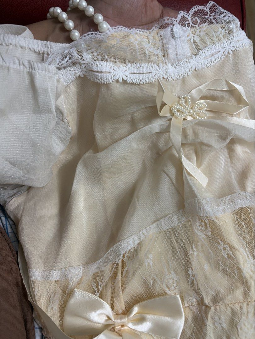 Fairy lacey long dress (Category: Dresses) located in Taytay. Submitted by murahubblueapppage (Listing ID 1463928070, Image 3). Description: Brand new Actual photo posted 3rd and 4th photo Color: cream Small toMedium Up to 28 waistline Long: 44 inches from shoulder .