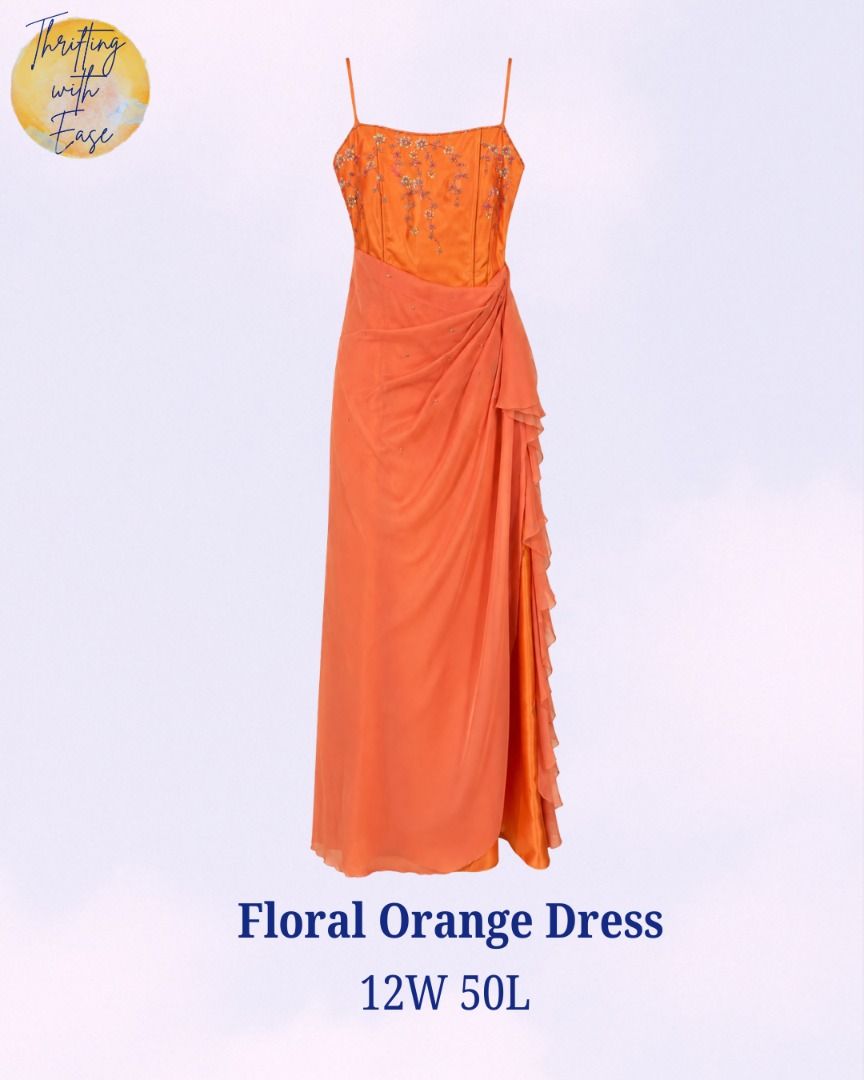 Floral Orange Dress (Category: Evening dresses & gowns) located in Manila. Submitted by tr_w_ez (Listing ID 1463838091, Image 1). Description: Floral Orange Dress Thrifting with ease is not affiliated or associated with any of the brands featured. All trademarks and copyrights reserved to the original brand holders. Size: Extra Small Condition: 8.7/10 Color rate: 9.8/10 Issue: Needs wash, slight perforations Price: 400 Note📌: Comment mine or dm 