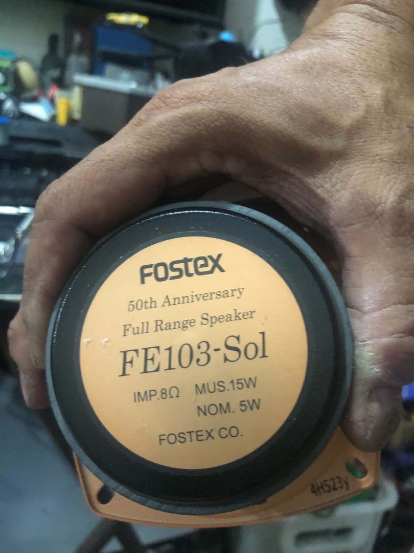 Fostex FE103-Sol 50th Anniversary Full Range Speaker Drivers (Category: Soundbars, Speakers & Amplifiers) located in Manila. Submitted by herbertantazo (Listing ID 1463913473, Image 3). Description: sampaloc manila - rare Fostex FE103-Sol 50th Anniversary Full Range Speaker Drivers made 1500 PCs only (discontinued) - Sold as a Pair - Impedance: 8 ohm - Music Power: 15W - Nominal Power: 5W - Ideal for DIY Speaker Projects - Feel free to ask questi