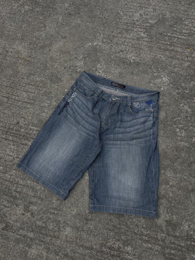 FUBU The Collection Denim Shorts (Category: Shorts) located in Manila. Submitted by zentree_04ef04 (Listing ID 1463814364, Image 1). Description: - FUBU The Collection denim shorts - Classic blue wash with subtle fading - Features iconic FUBU logo on back pocket - Perfect for comfortable, casual everyday style.