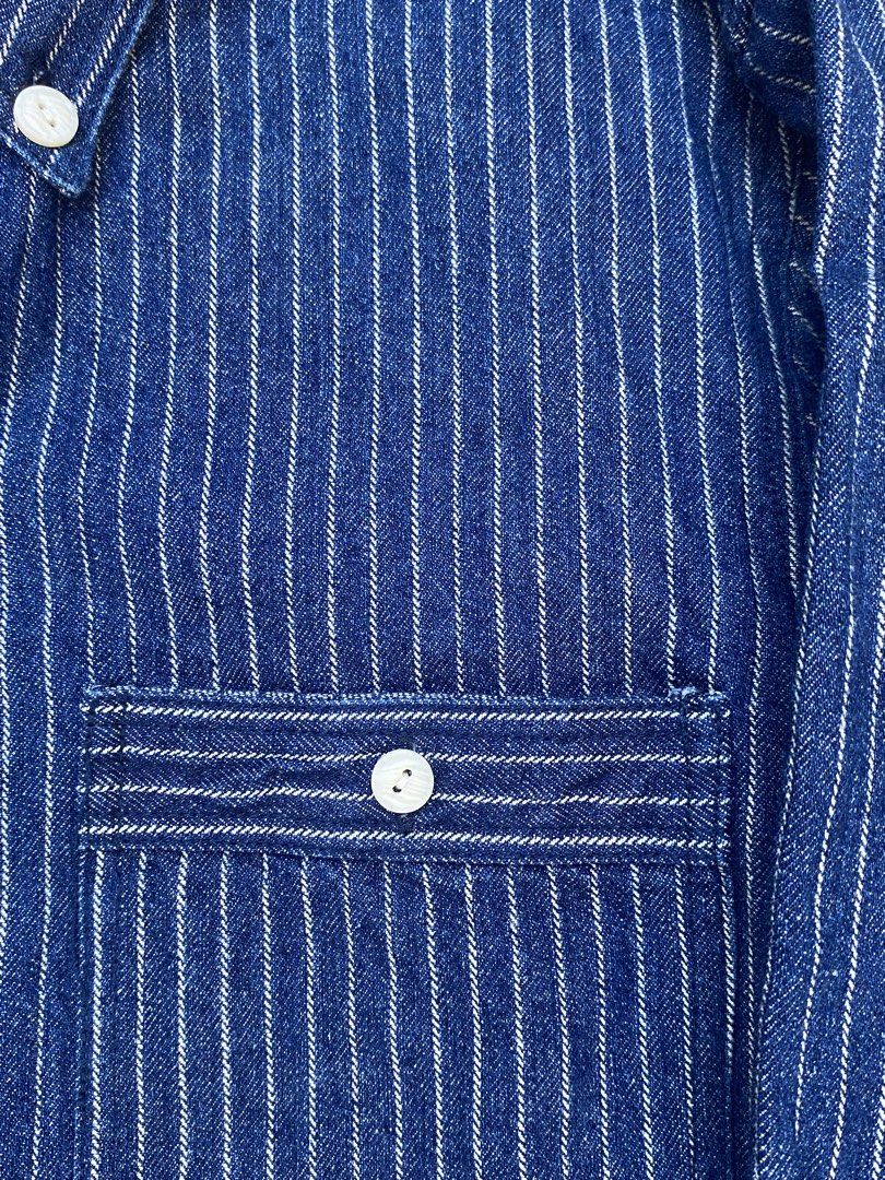 Full House Denim & Workshop Pinstripe Denim Button Down (Category: Formal Shirts) located in Subic. Submitted by curatedbyyourstruly (Listing ID 1463936229, Image 2). Description: Full House Denim & Workshop Pinstripe Denim Button Down Size Medium Excellent Condition L26 W19.5 DM me for more information.
