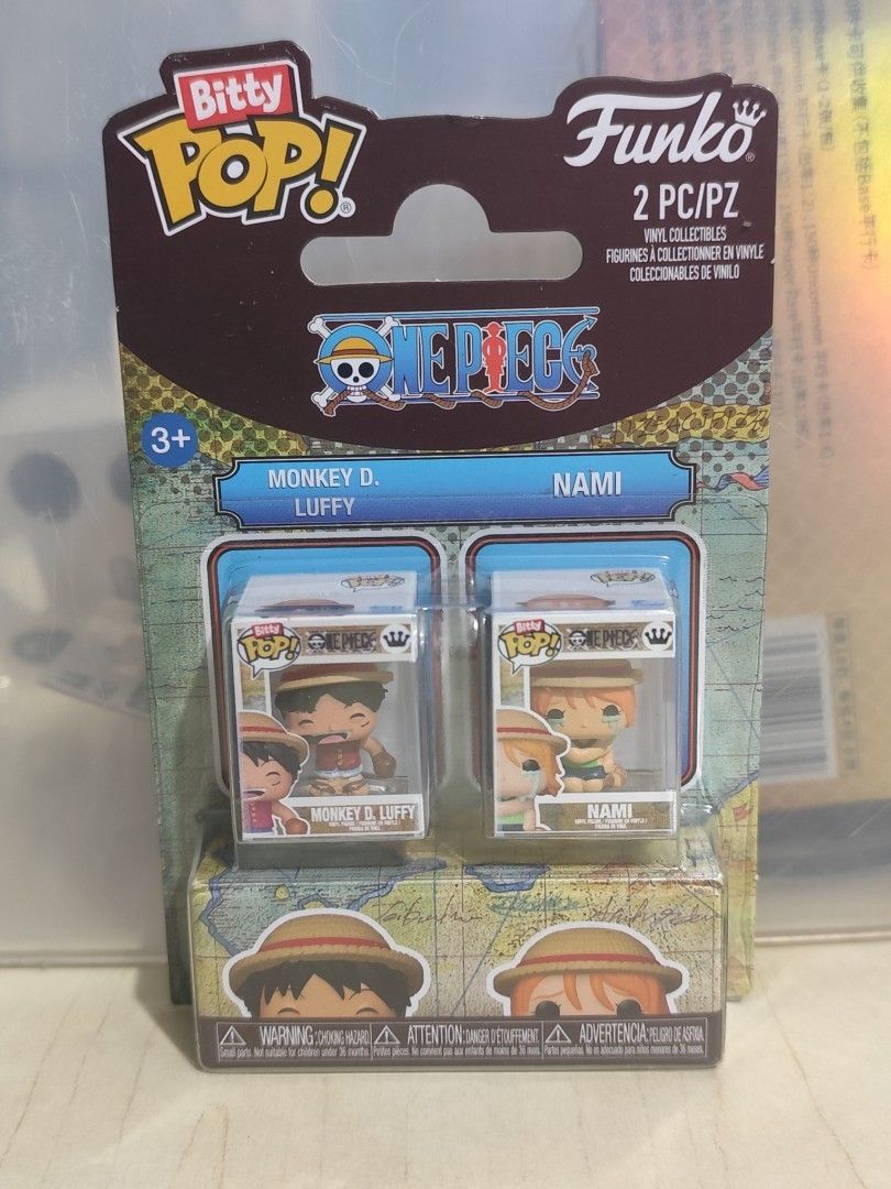 Funko Bitty Pop! One Piece Monkey D. Luffy & Nami 2pc Set (Category: Designer & Blind Box Toys) located in Manila. Submitted by eksidaz (Listing ID 1463752089, Image 1). Description: - Funko Bitty Pop! 2-piece set - Features Monkey D. Luffy and Nami from One Piece - Collectible vinyl figures - Ideal for One Piece fans - Packaging displays One Piece logo and characters - Recommended for ages 3 and up.