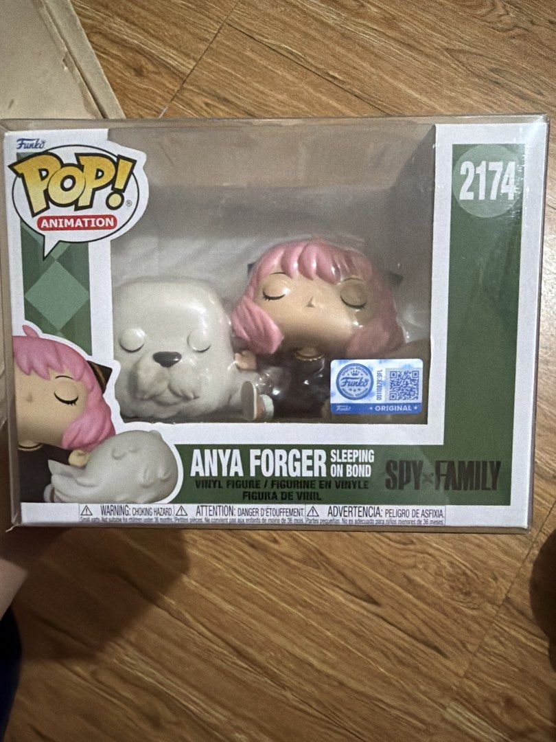 Funko Pop! Animation Anya Forger Sleeping On Bond 2174 (Category: Designer & Blind Box Toys) located in Taguig. Submitted by migsonpops (Listing ID 1463910088, Image 1). Description: 📦 Includes a used protector 📸 PM me for additional photos. 🚚 Shipping via Lalamove or LBC or J&T (shipping fee to be shouldered by the buyer). 💳 Payment via GCash. 📍 Meetup or pickup: Taguig City .