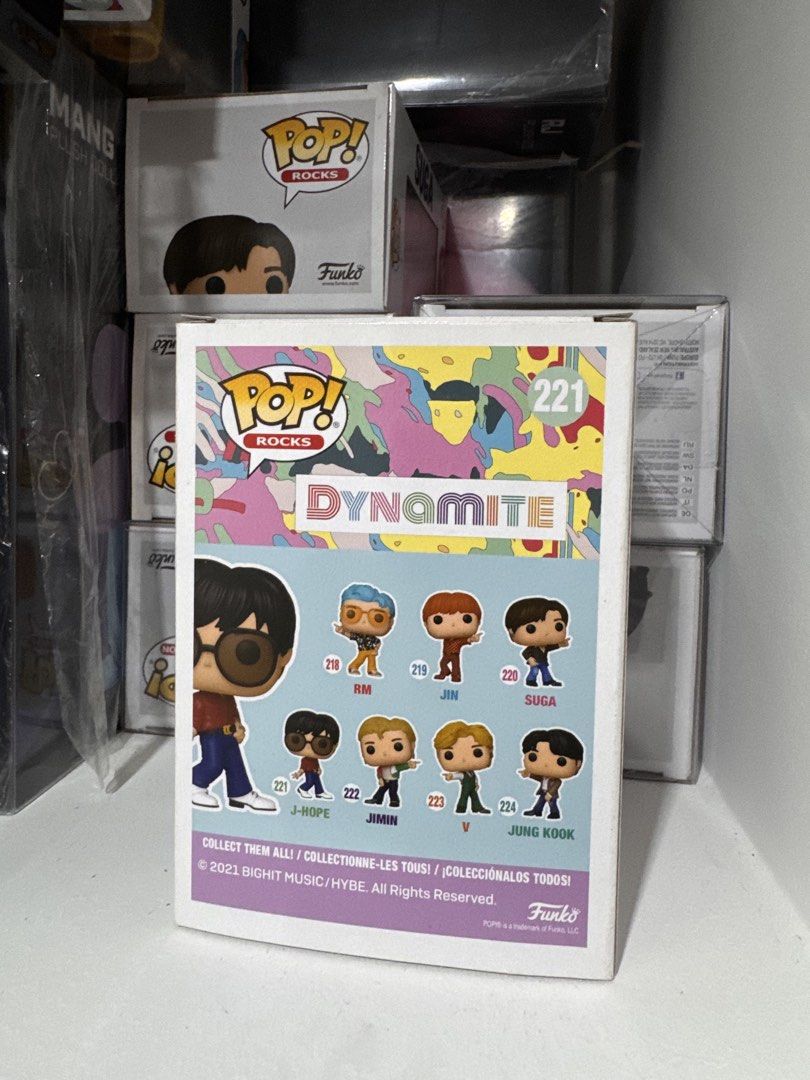 Funko Pop Rocks BTS J-Hope Dynamite (Category: Designer & Blind Box Toys) located in Quezon City. Submitted by nobitinn (Listing ID 1463865728, Image 3). Description: - Original Funko Pop - Box Condition: Good - Comes in its original, unopened box.