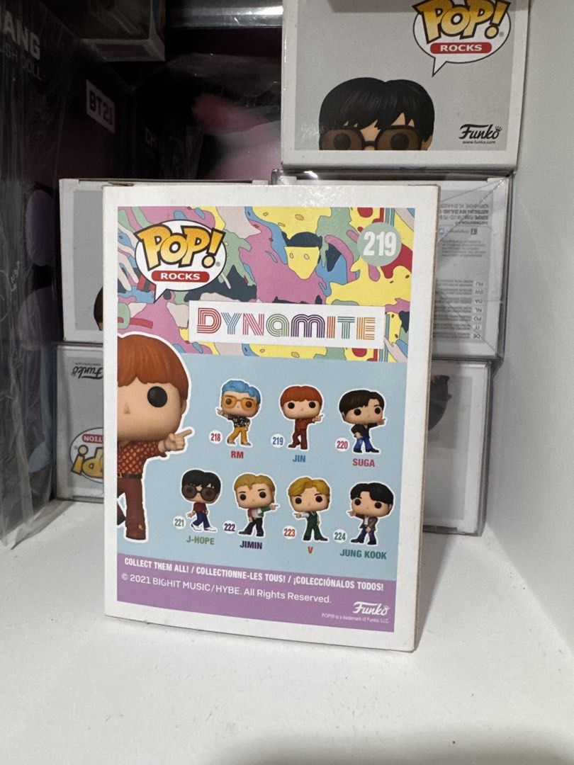 Funko Pop Rocks BTS Jin Dynamite (Category: Designer & Blind Box Toys) located in Quezon City. Submitted by nobitinn (Listing ID 1463865371, Image 3). Description: - Original Funko Pop - Box Condition: Good - Comes in its original, unopened box.