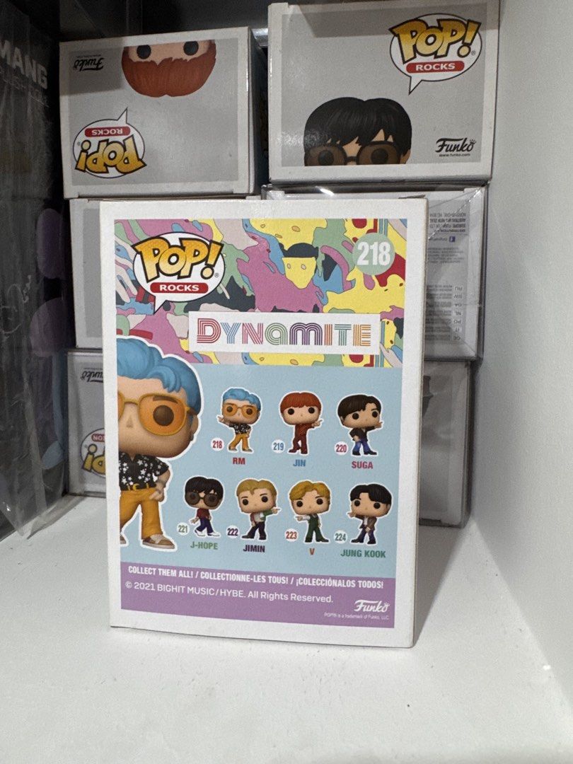 Funko Pop Rocks BTS RM Dynamite (Category: Designer & Blind Box Toys) located in Quezon City. Submitted by nobitinn (Listing ID 1463865208, Image 3). Description: - Original Funko Pop - Box Condition: Good - Comes in its original, unopened box.